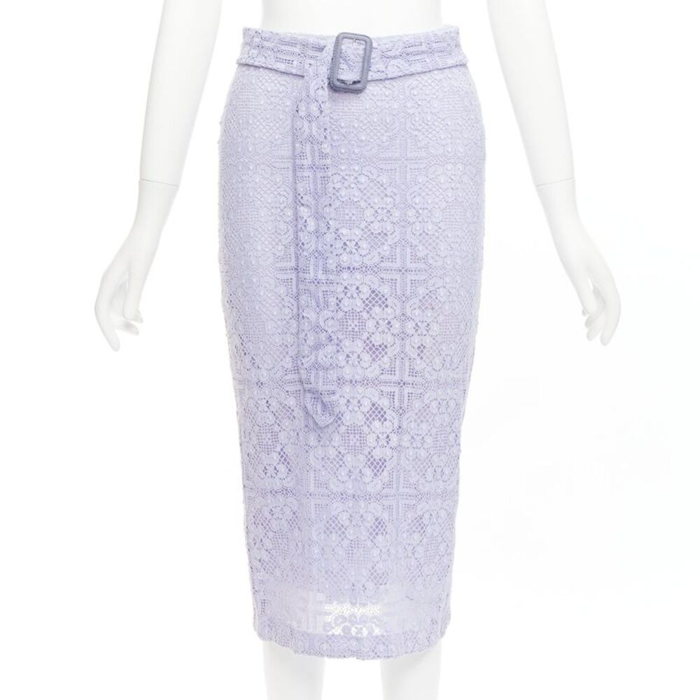 Burberry Lace Belted Pencil Skirt